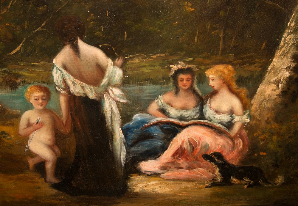 Huile sur toile, école de Barbizon, XIXe siècle-photo-4