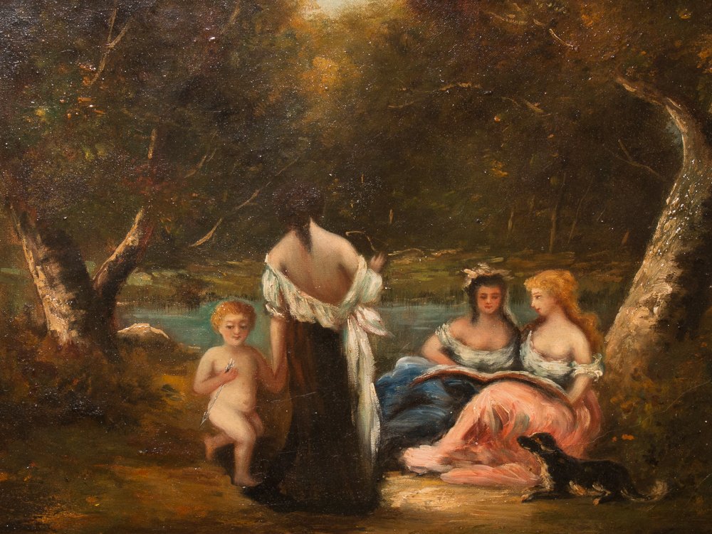 Huile sur toile, école de Barbizon, XIXe siècle-photo-5