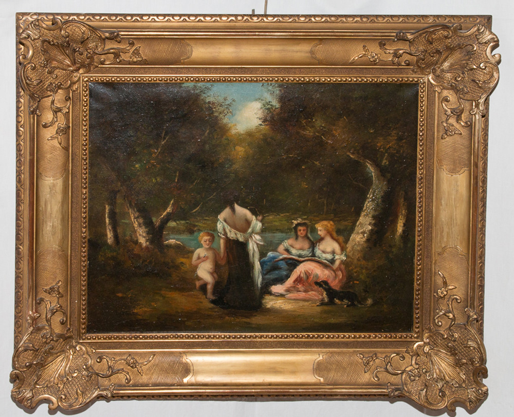 Huile sur toile, école de Barbizon, XIXe siècle