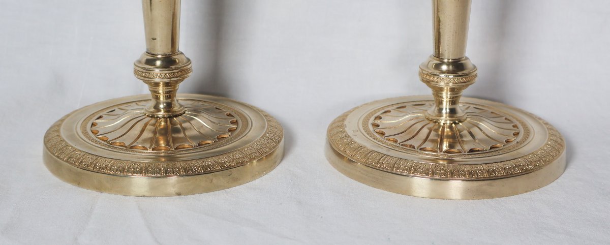  Paire de bougeoirs en bronze doré époque empire-photo-1