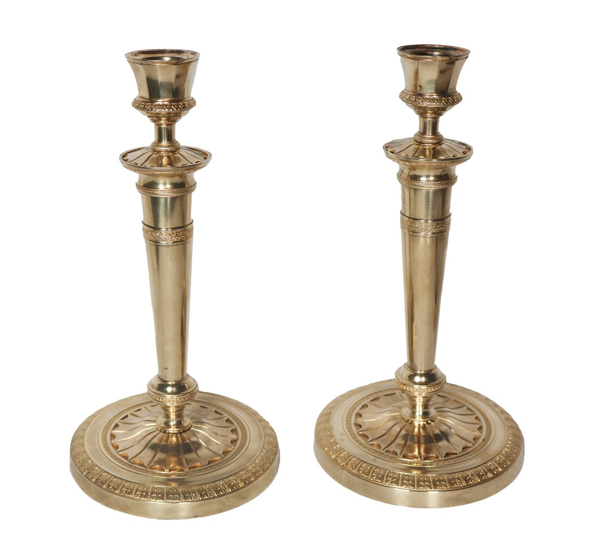  Paire de bougeoirs en bronze doré époque empire-photo-3