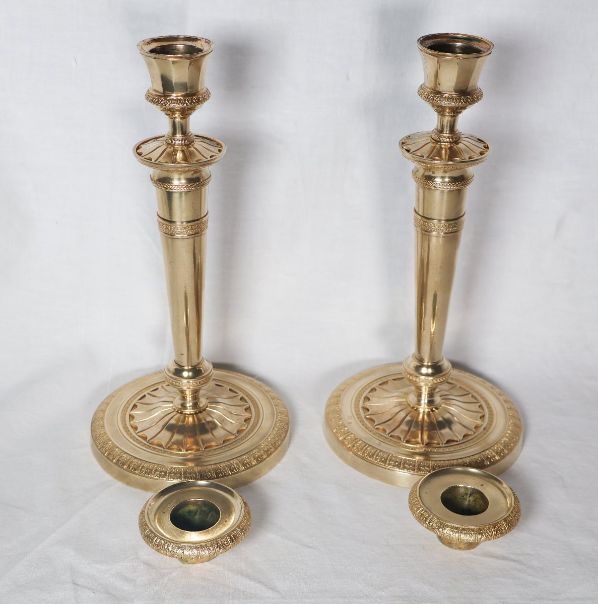  Paire de bougeoirs en bronze doré époque empire-photo-4