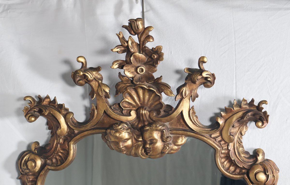 Italian Gilded Wood Mirror From The 1900s-photo-1