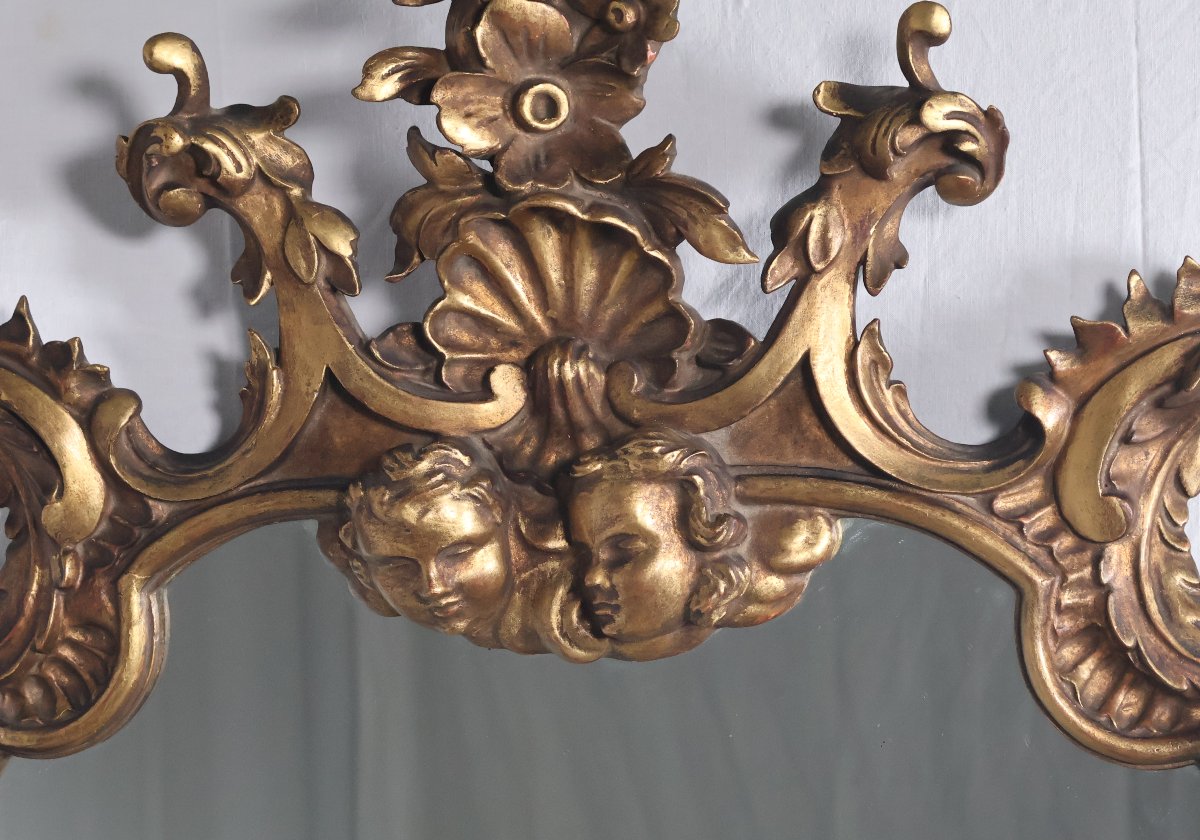 Italian Gilded Wood Mirror From The 1900s-photo-2