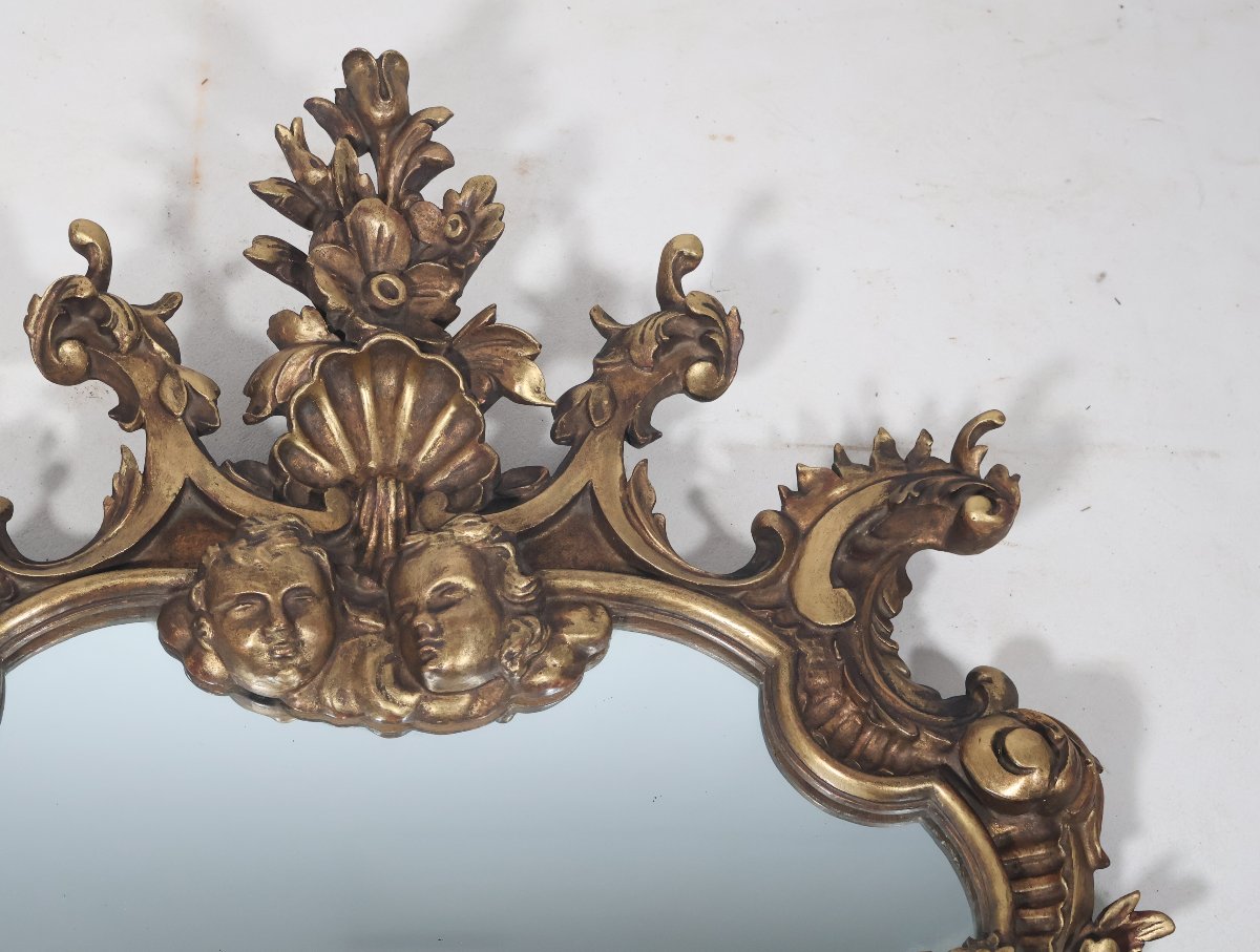 Italian Gilded Wood Mirror From The 1900s-photo-7
