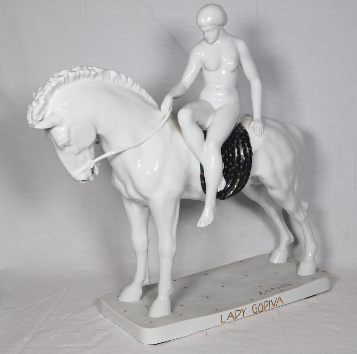 Lady Godiva groupe en porcelaine Anton Grath (1881-1956)-photo-2