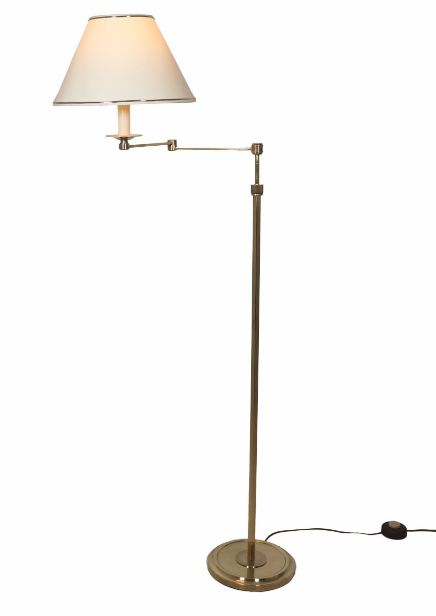  Lampadaire liseuse en bronze doré Maison Baguès, années 1970-photo-1