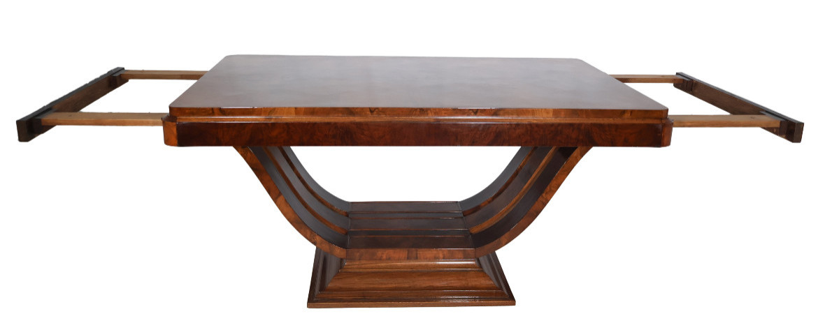 Table de salle à manger en noyer époque art déco -photo-2