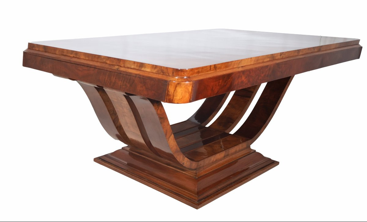 Table de salle à manger en noyer époque art déco -photo-4