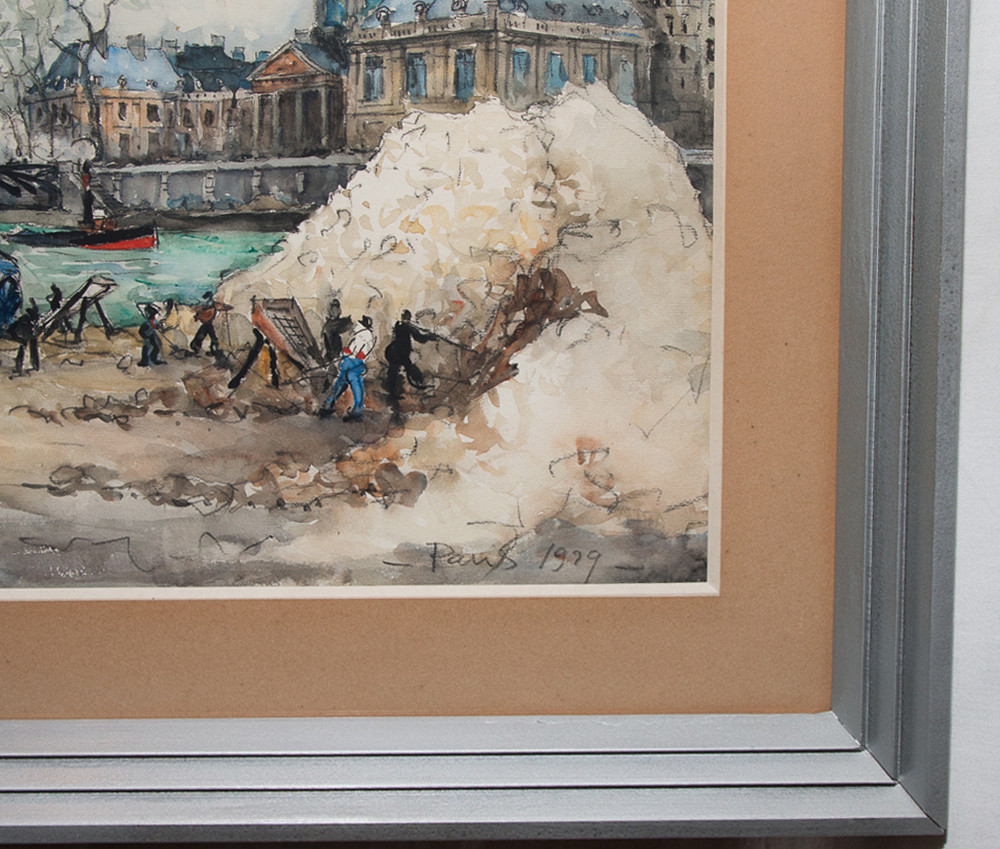 The Pont Des Arts - Paris. Watercolor. Signed Frank Will And Dated 1929.-photo-4