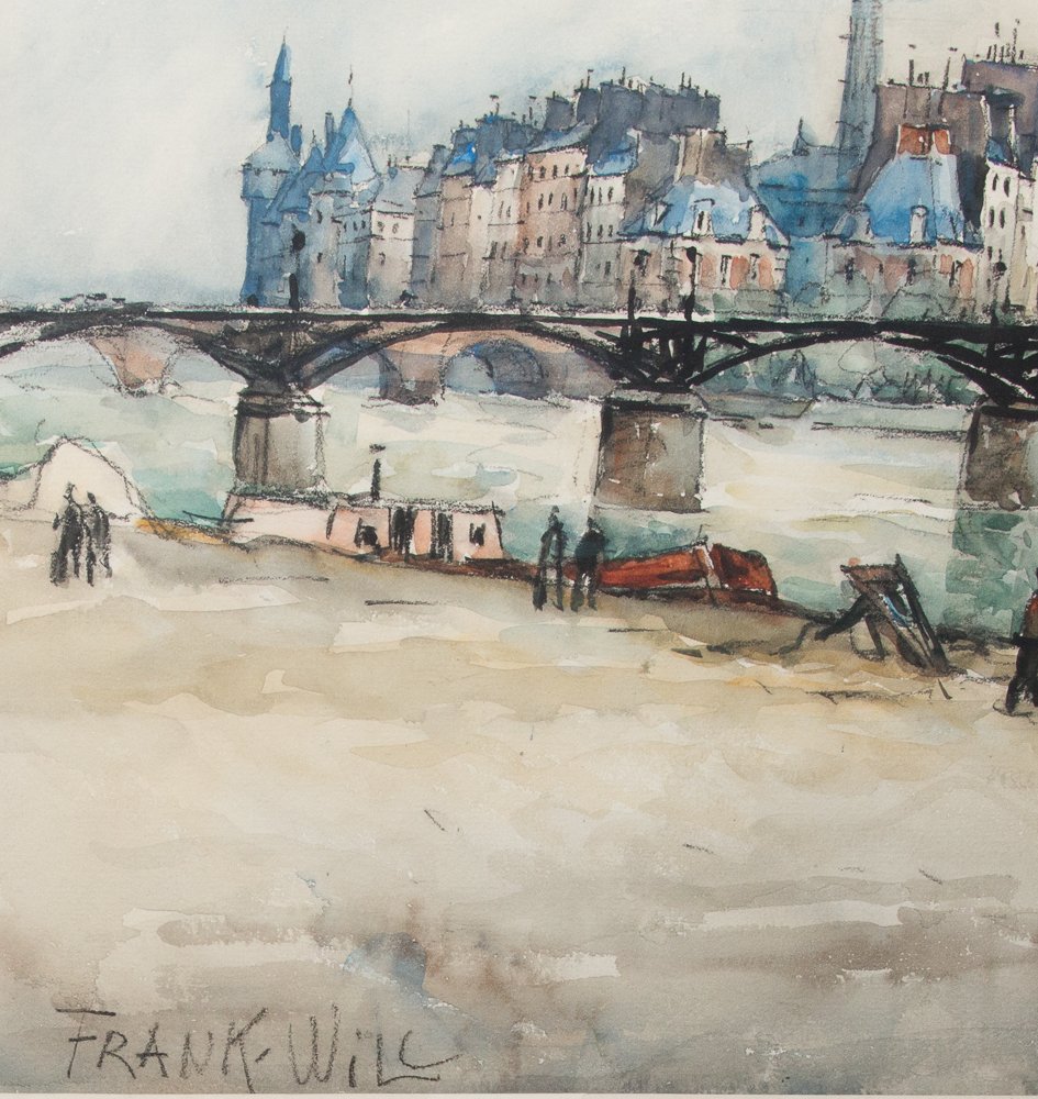 The Pont Des Arts - Paris. Watercolor. Signed Frank Will And Dated 1929.-photo-5