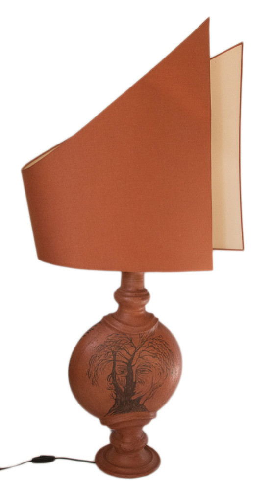 Lampe en terre rouge Jean Marais 1913-1998-photo-2