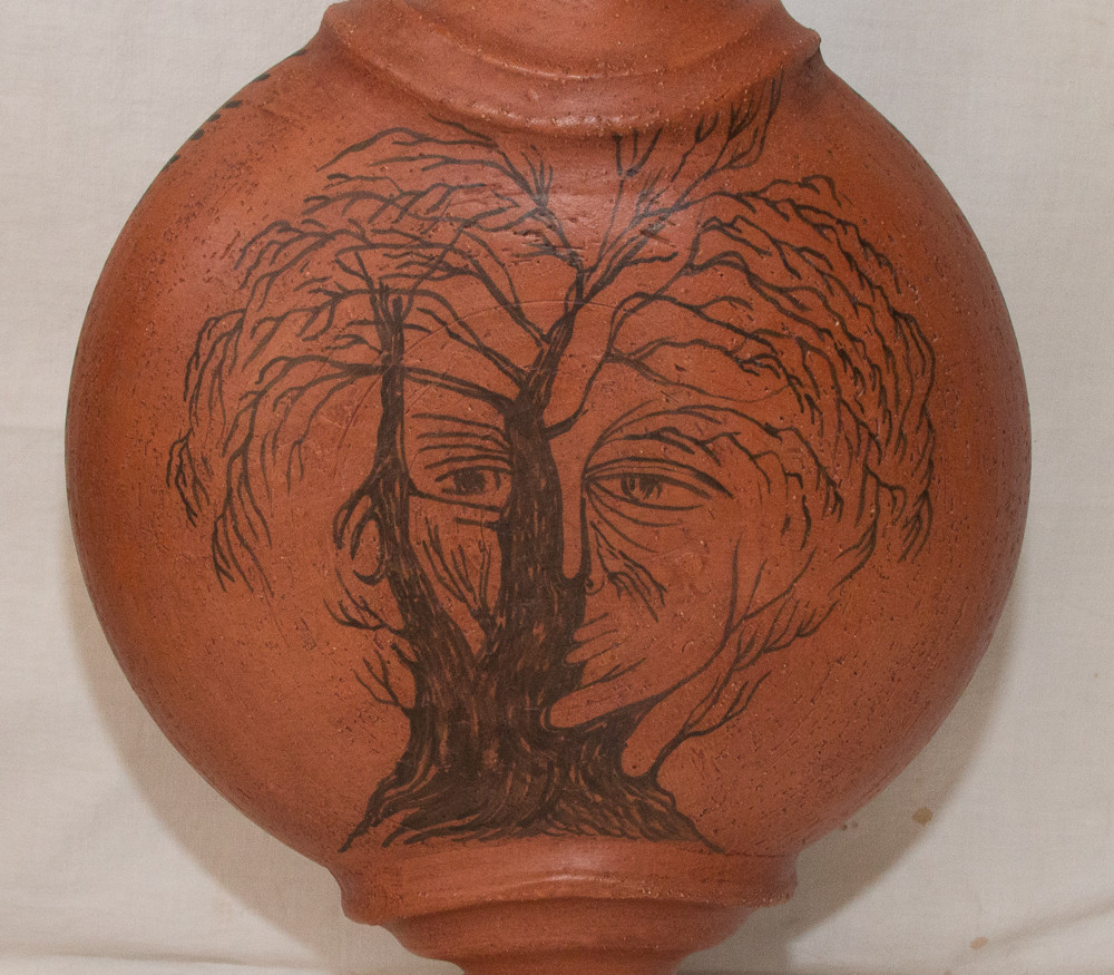 Lampe en terre rouge Jean Marais 1913-1998-photo-3