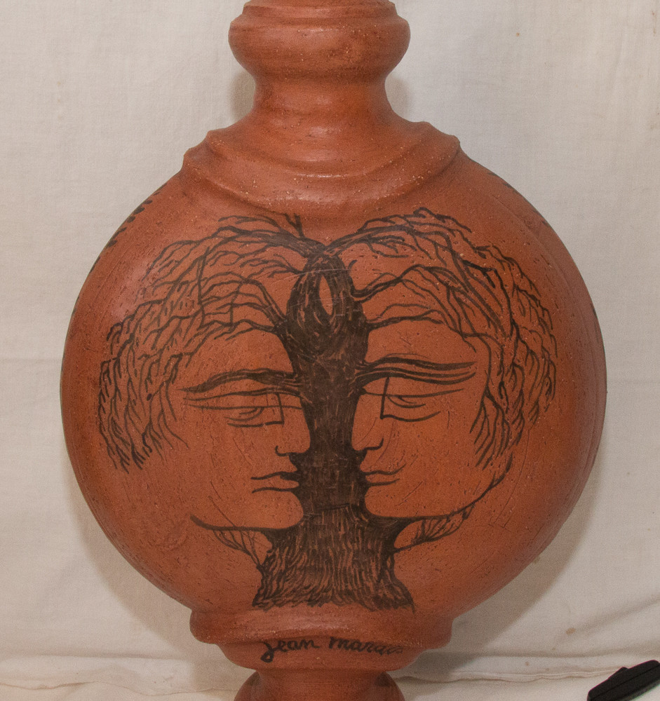 Lampe en terre rouge Jean Marais 1913-1998-photo-4