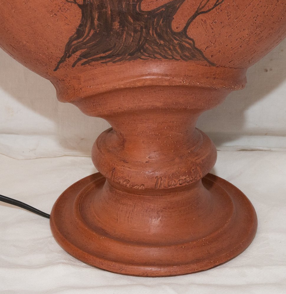 Lampe en terre rouge Jean Marais 1913-1998-photo-7