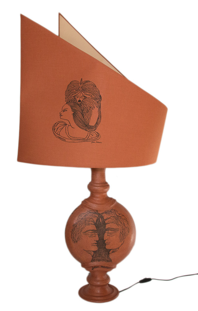 Lampe en terre rouge Jean Marais 1913-1998