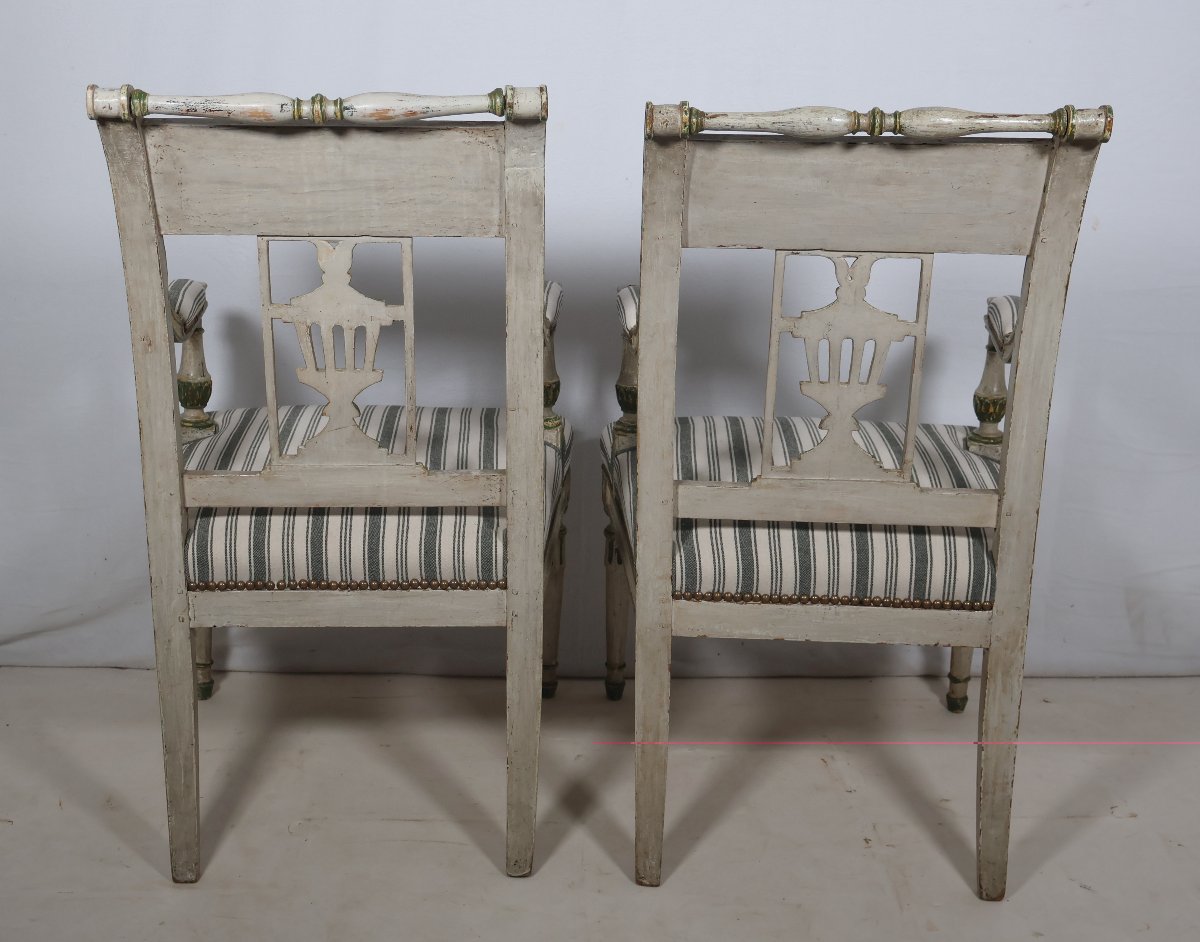  Paire de fauteuils en bois laqué époque Directoire fin XVIIIe siècle-photo-3