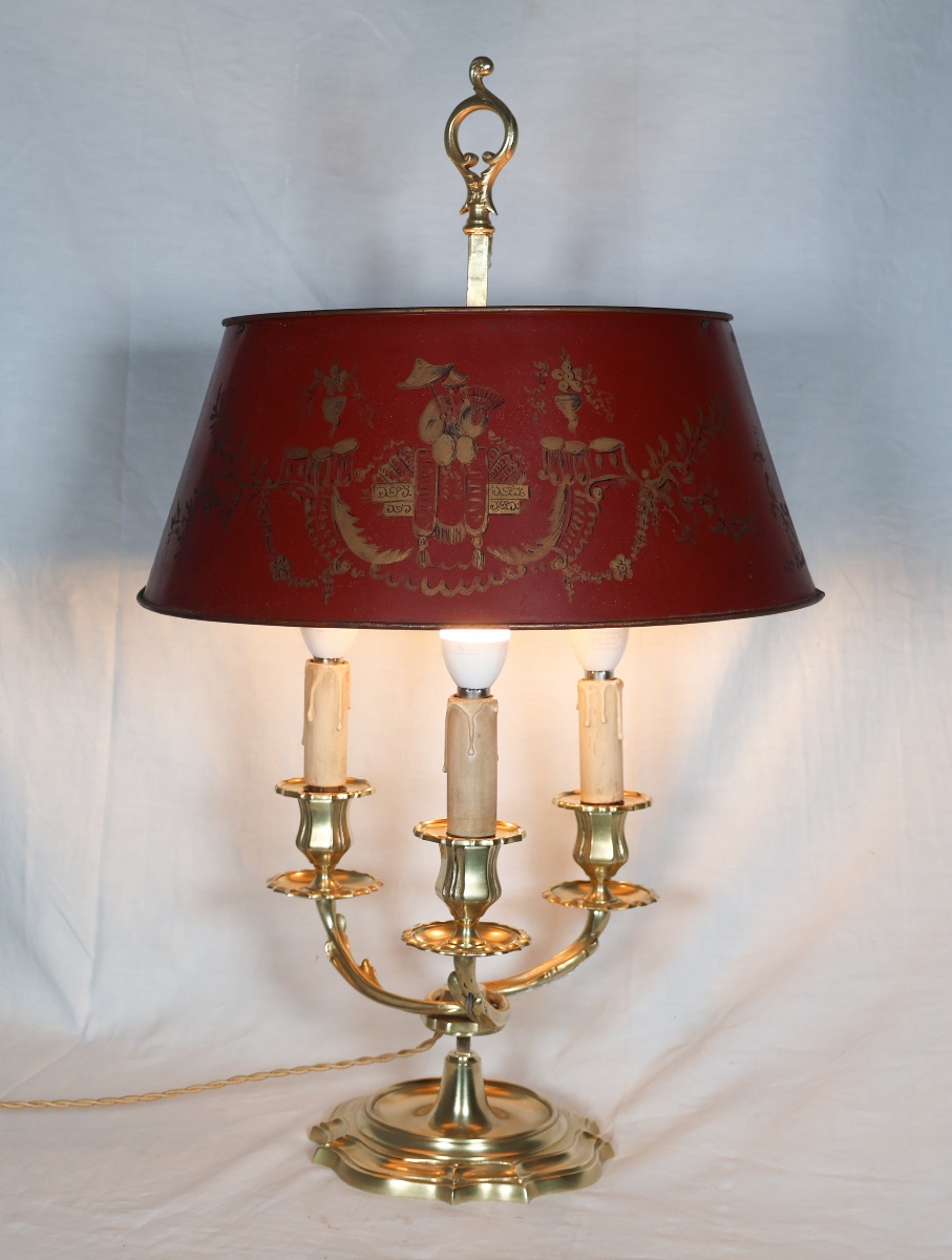 Lampe bouillotte en bronze doré fin XIXe -photo-2