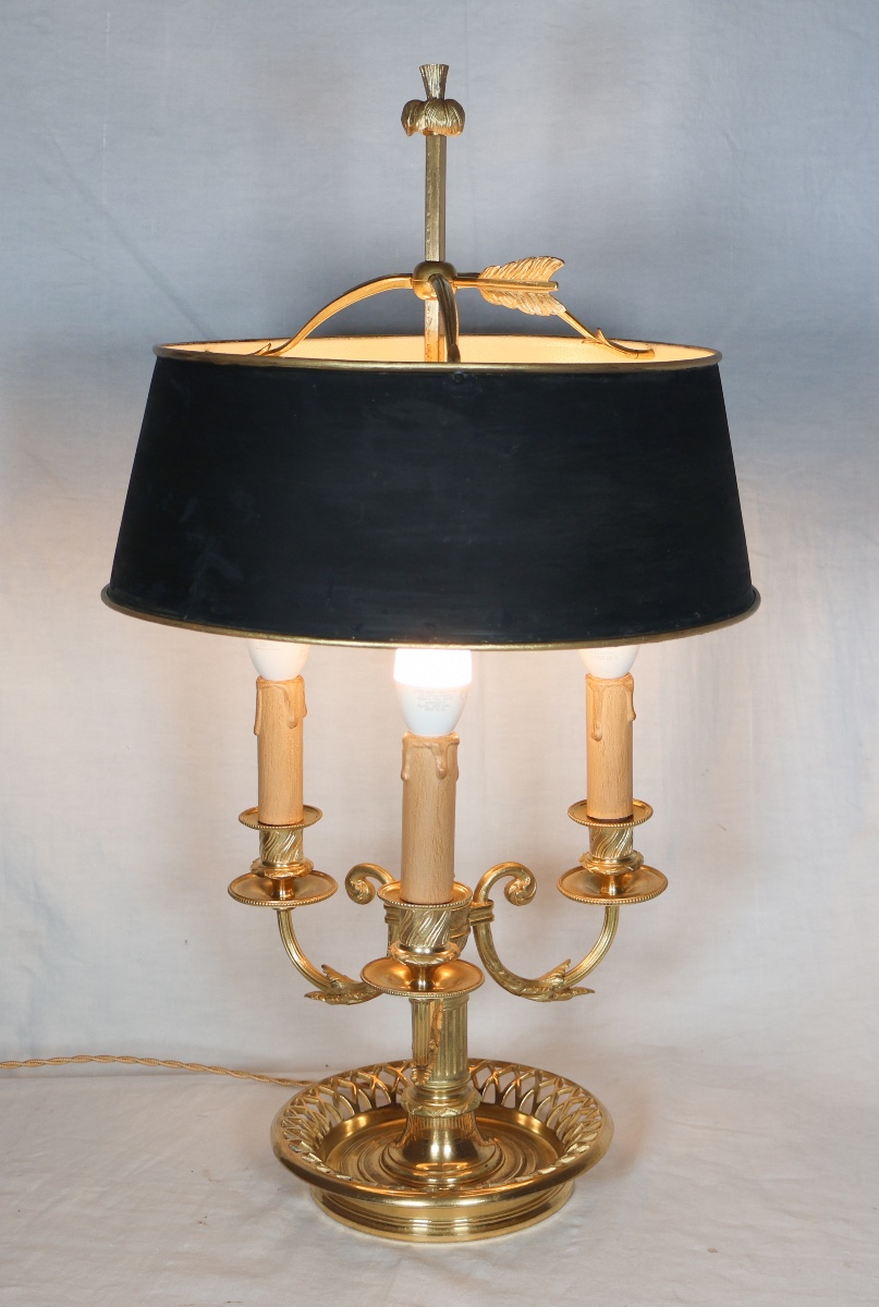 Louis XVI Period Gilt Bronze Bouillotte Lamp-photo-4