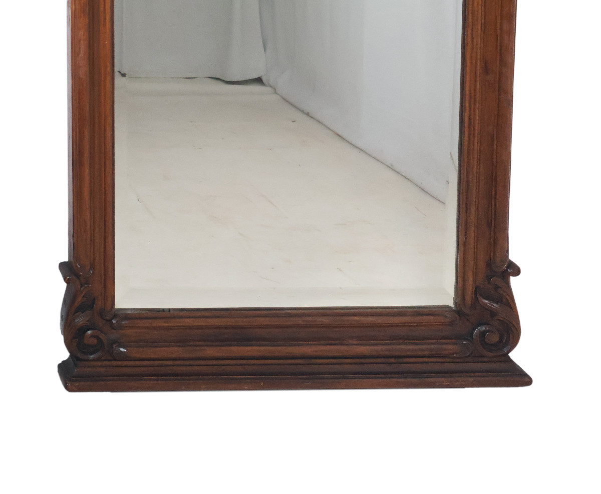 Grand miroir de style Louis XV en tilleul fin XIXe siècle-photo-3