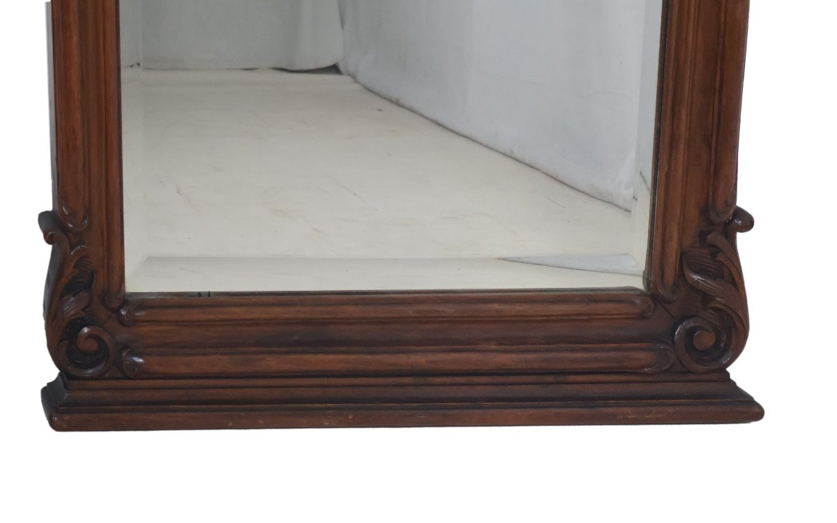 Grand miroir de style Louis XV en tilleul fin XIXe siècle-photo-7