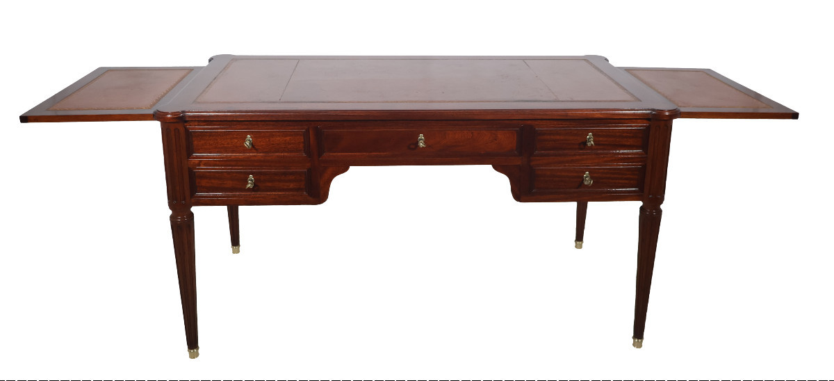 Double-sided Flat Desk With Pull-out Drawers, Louis XVI Style, Early 20th Century.-photo-2