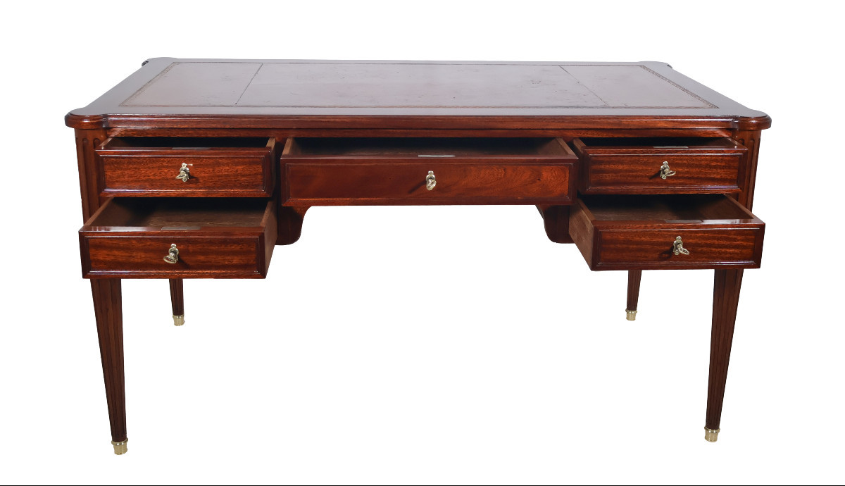 Double-sided Flat Desk With Pull-out Drawers, Louis XVI Style, Early 20th Century.-photo-4
