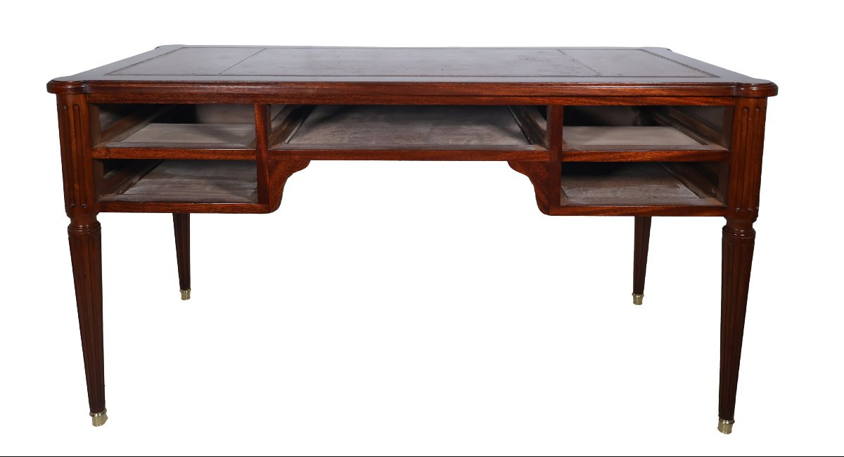 Double-sided Flat Desk With Pull-out Drawers, Louis XVI Style, Early 20th Century.-photo-7