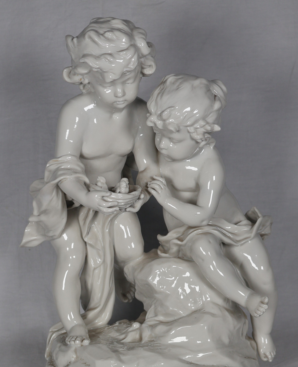 Group Of Children In Capodimonte Porcelain, Late 19th Century-photo-2