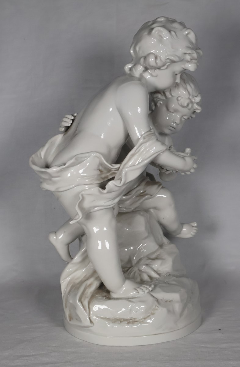 Group Of Children In Capodimonte Porcelain, Late 19th Century-photo-2