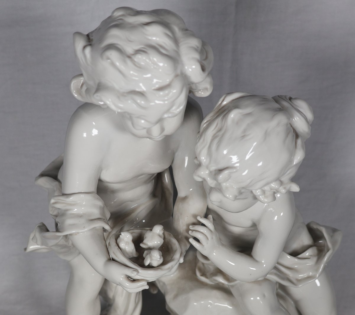 Group Of Children In Capodimonte Porcelain, Late 19th Century-photo-8