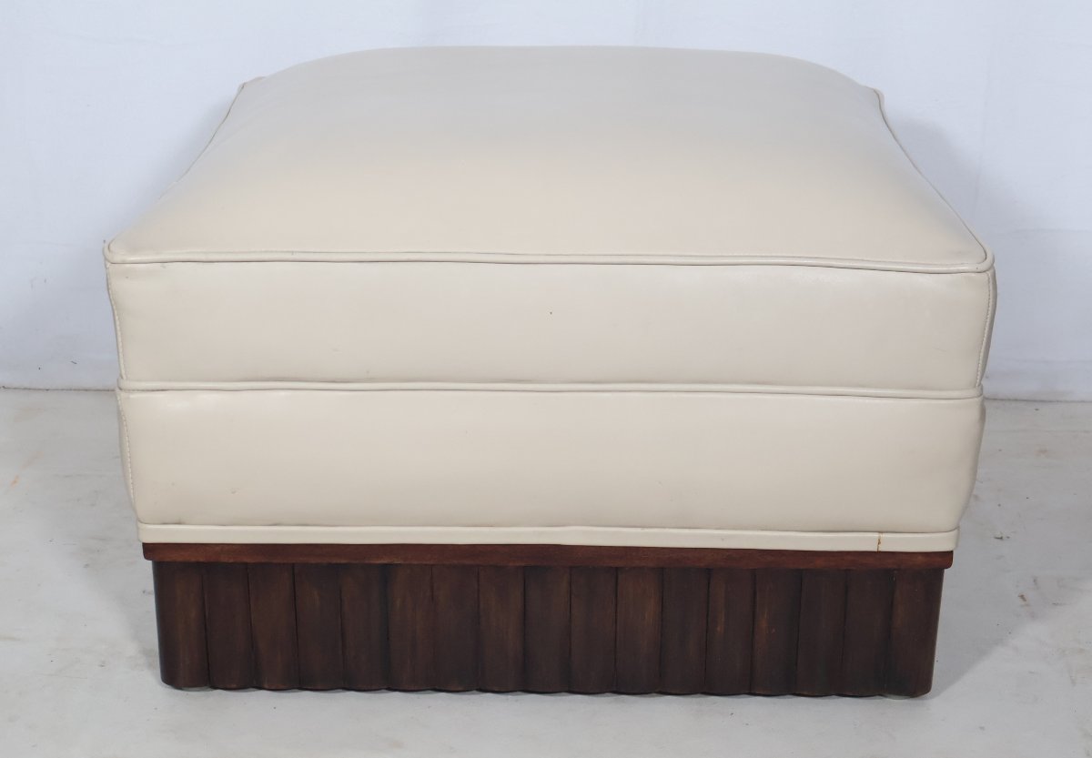 Pair Of Art Deco Armchairs And Pouf -photo-7