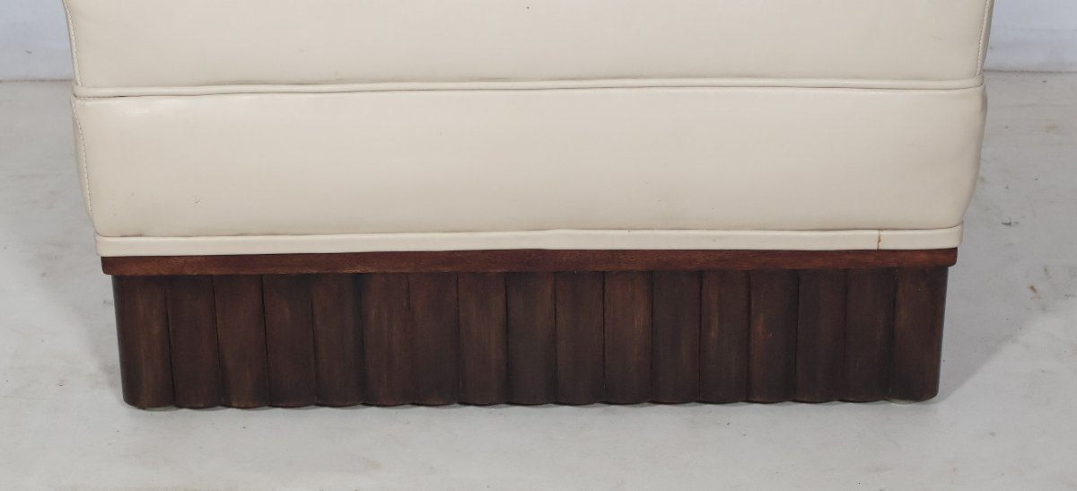 Pair Of Art Deco Armchairs And Pouf -photo-8