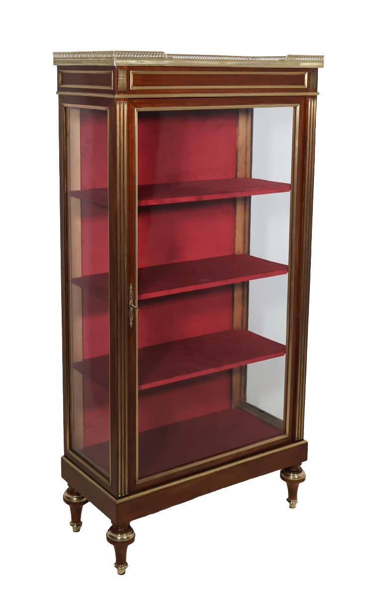 Mahogany And Brass Display Cabinet In The Louis XVI Style, Late 19th Century-photo-2
