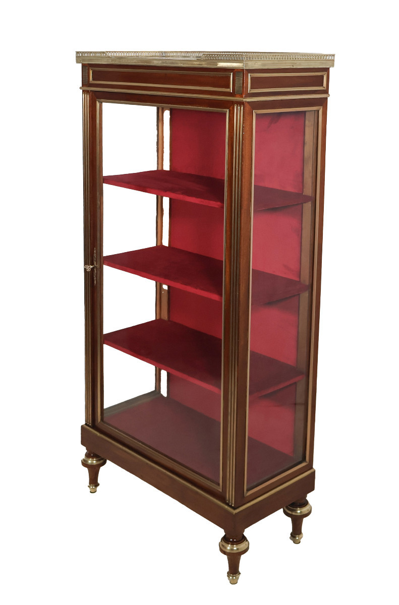 Mahogany And Brass Display Cabinet In The Louis XVI Style, Late 19th Century-photo-4