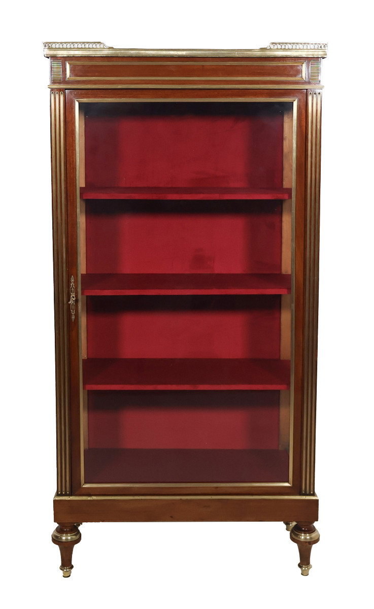 Mahogany And Brass Display Cabinet In The Louis XVI Style, Late 19th Century