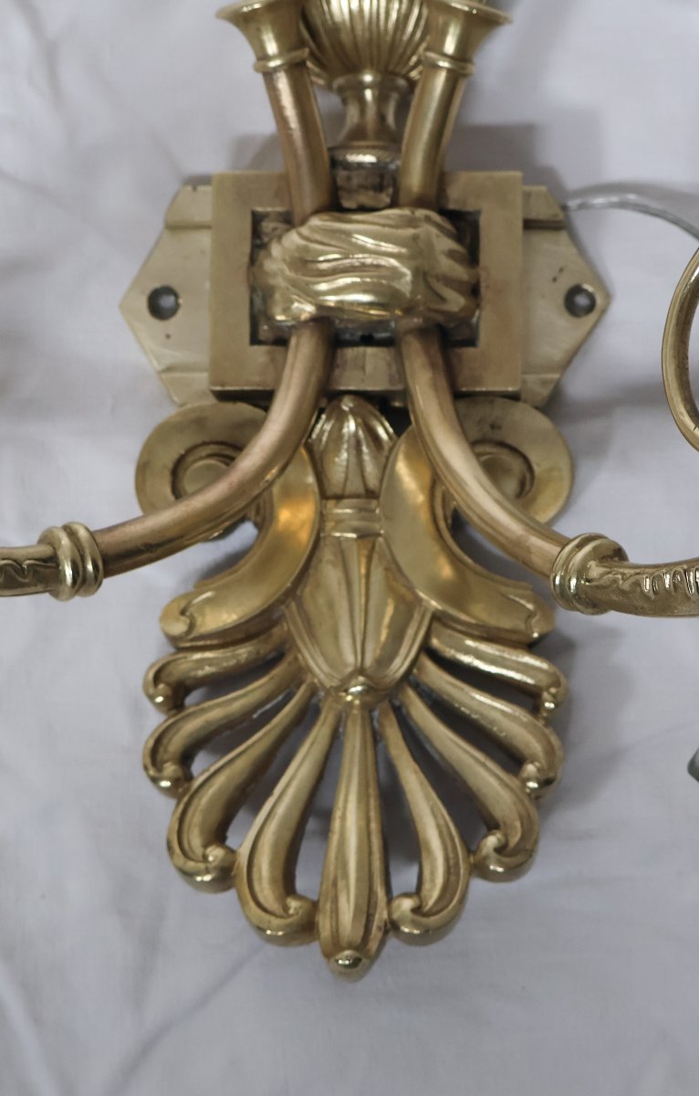 Paire d’appliques en bronze doré époque restauration-photo-7