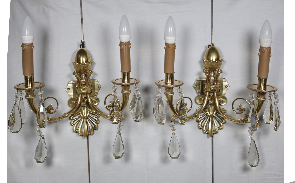 Paire d’appliques en bronze doré époque restauration