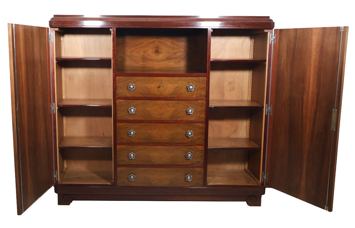 Bibliothèque en noyer Louis Majorelle (1859-1926) époque Art Déco-photo-2