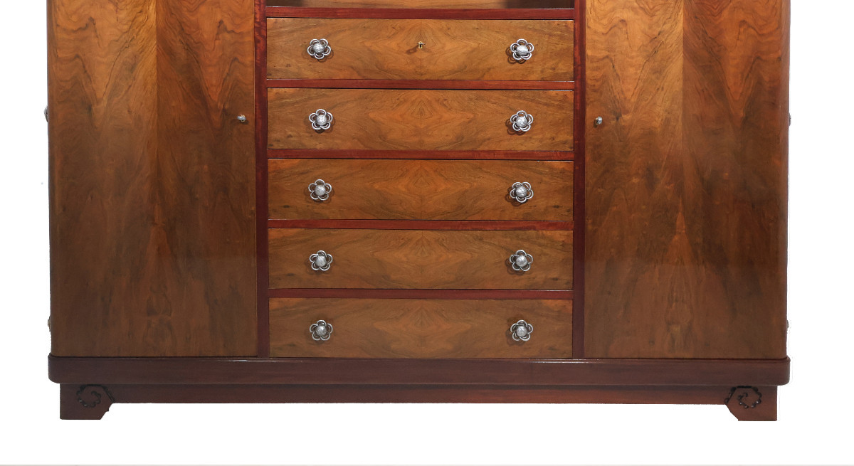 Bibliothèque en noyer Louis Majorelle (1859-1926) époque Art Déco-photo-3