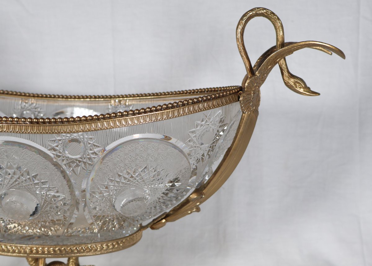 Coupe En Cristal Taillé Et Métal Doré Benito fin XXe Siècle  -photo-1