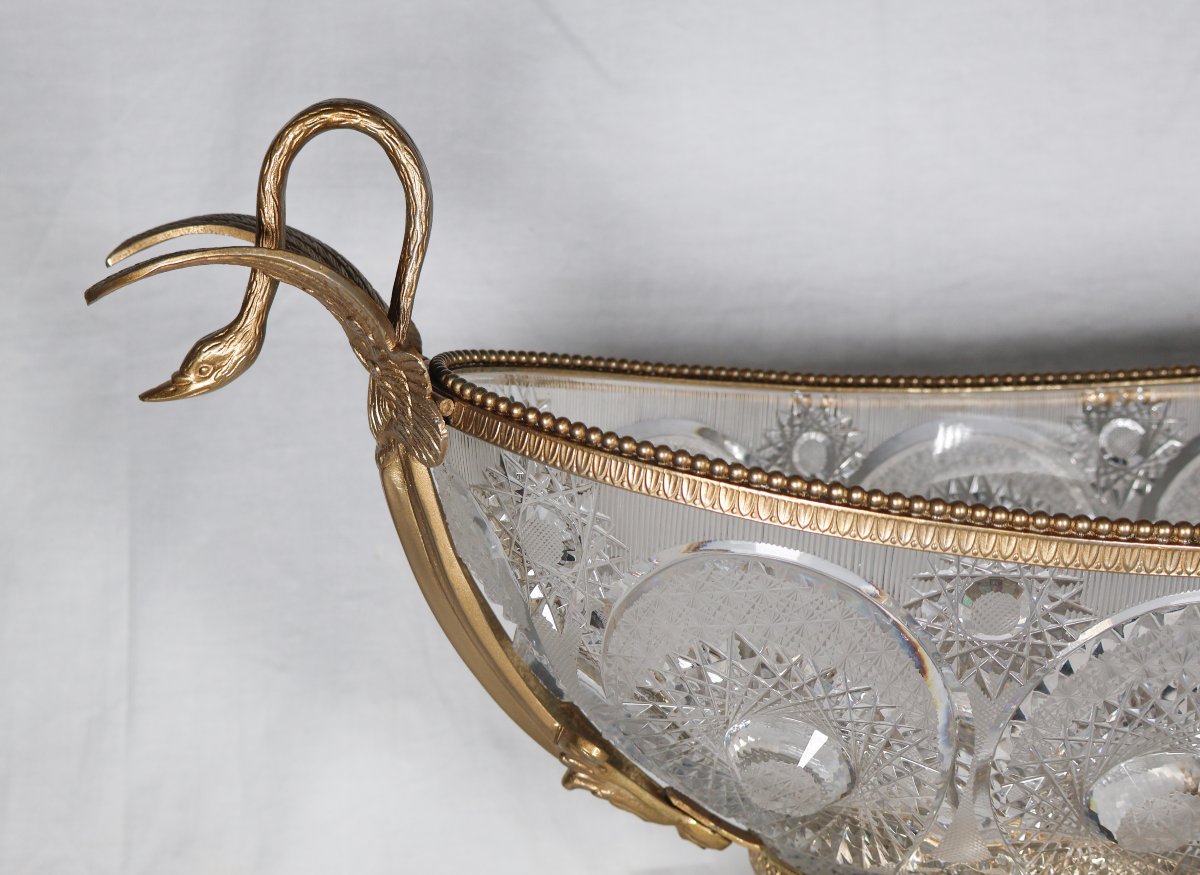 Coupe En Cristal Taillé Et Métal Doré Benito fin XXe Siècle  -photo-2