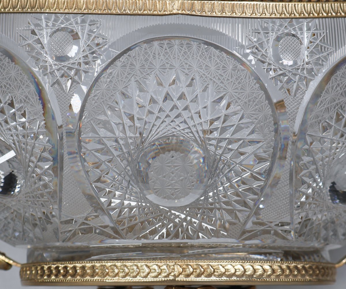 Coupe En Cristal Taillé Et Métal Doré Benito fin XXe Siècle  -photo-3