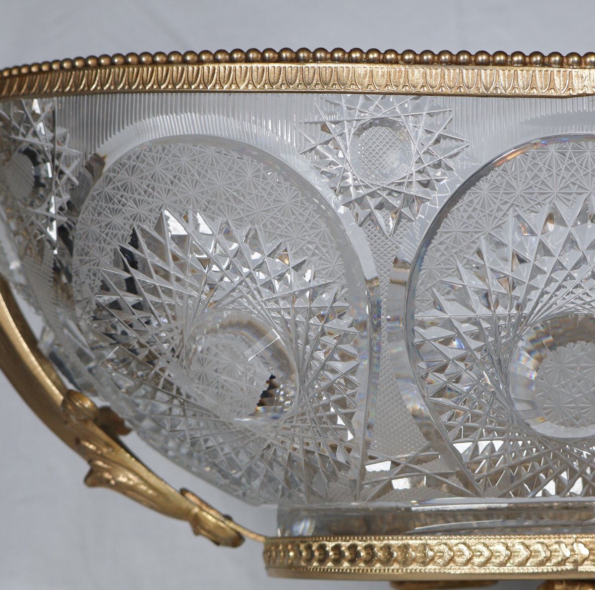 Coupe En Cristal Taillé Et Métal Doré Benito fin XXe Siècle  -photo-4