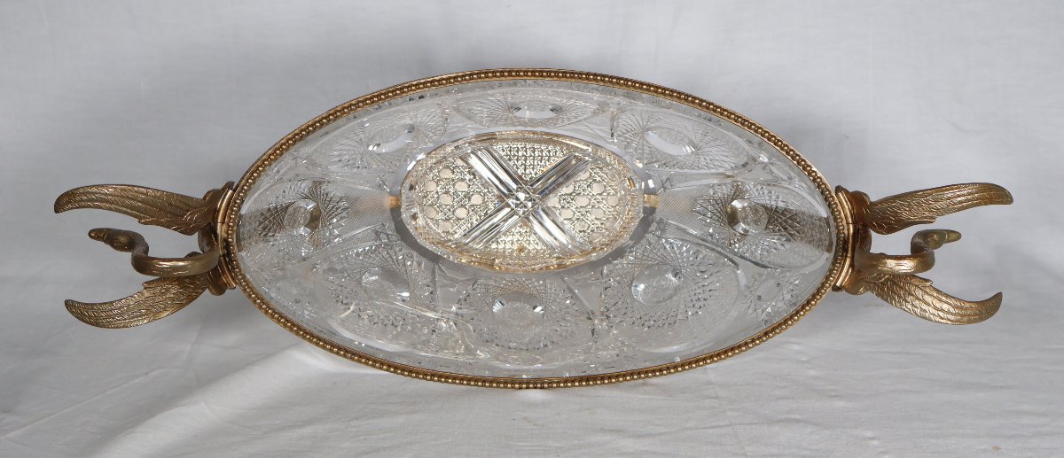 Coupe En Cristal Taillé Et Métal Doré Benito fin XXe Siècle  -photo-5