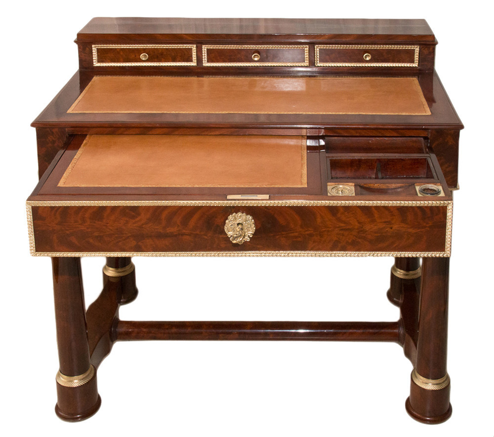 Empire Period Stepped Desk In Flame Mahogany Veneer-photo-2