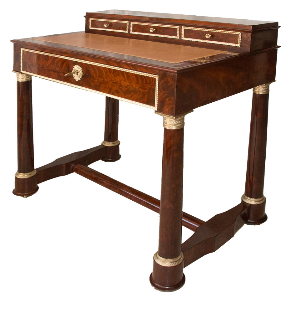 Empire Period Stepped Desk In Flame Mahogany Veneer-photo-3