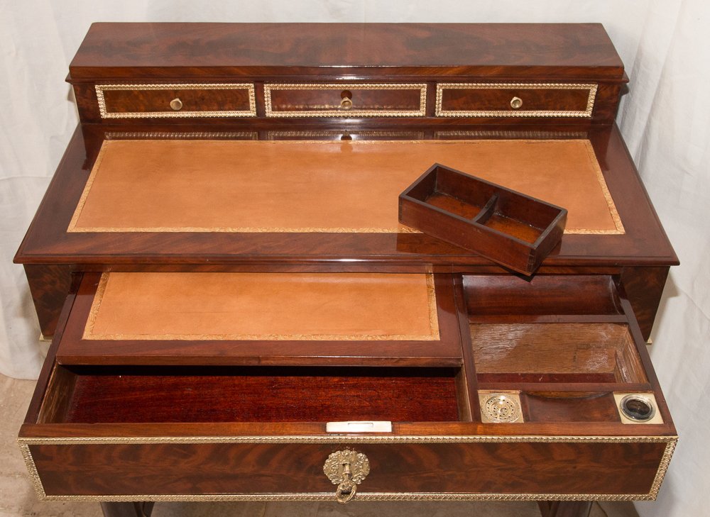 Empire Period Stepped Desk In Flame Mahogany Veneer-photo-5