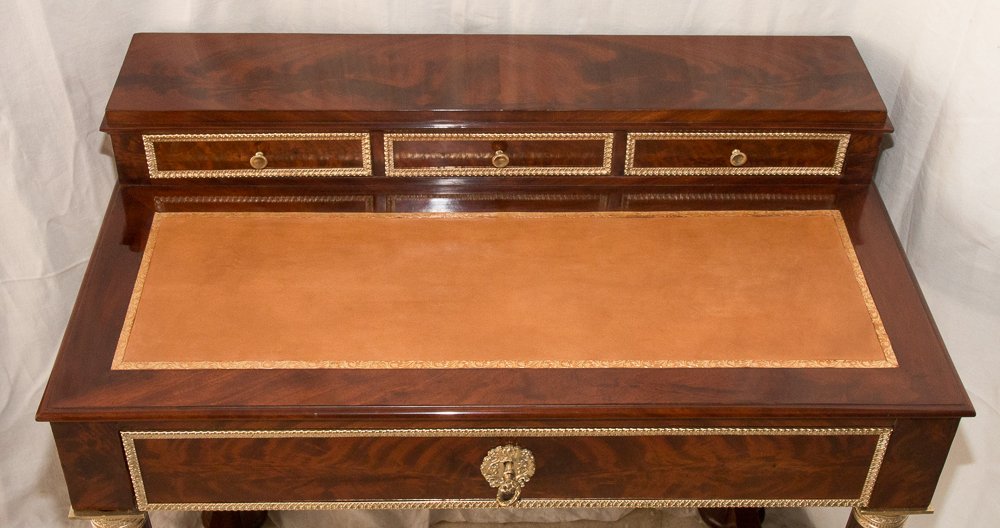 Empire Period Stepped Desk In Flame Mahogany Veneer-photo-7