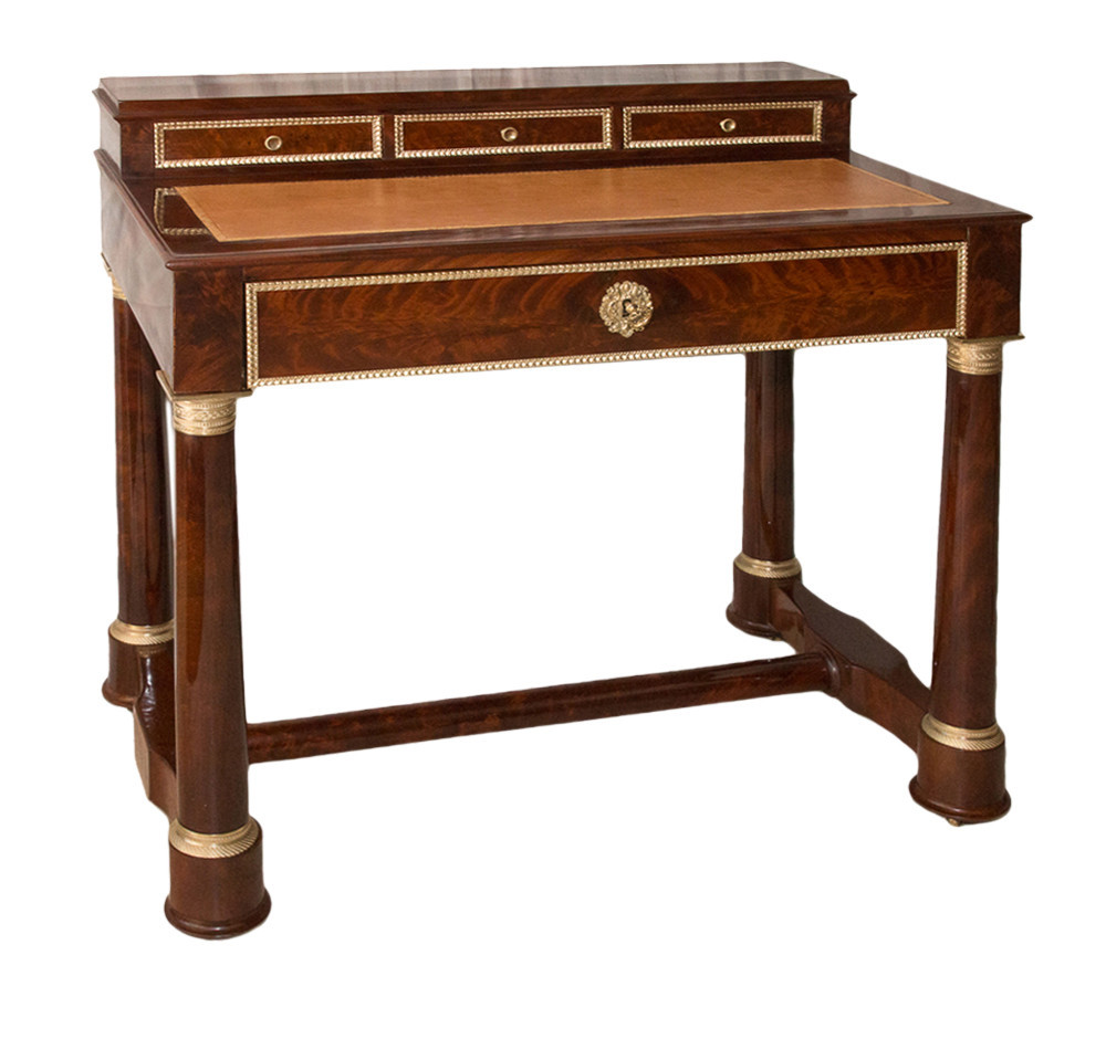 Empire Period Stepped Desk In Flame Mahogany Veneer